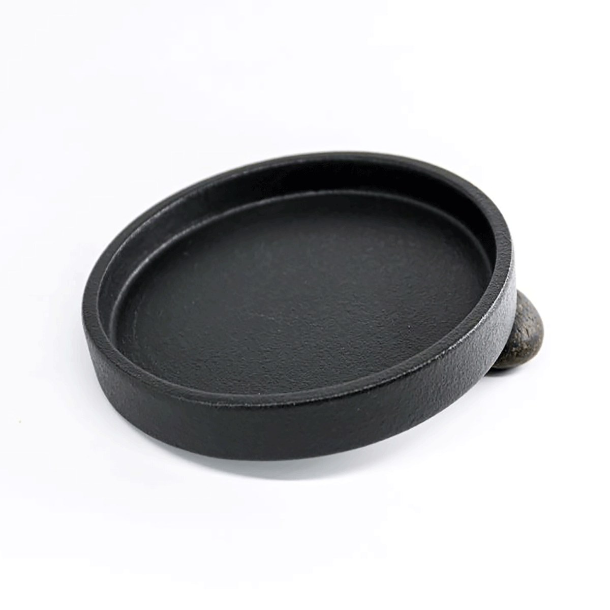 ถาดรูปวงกลมสีดำเนื้อทราย