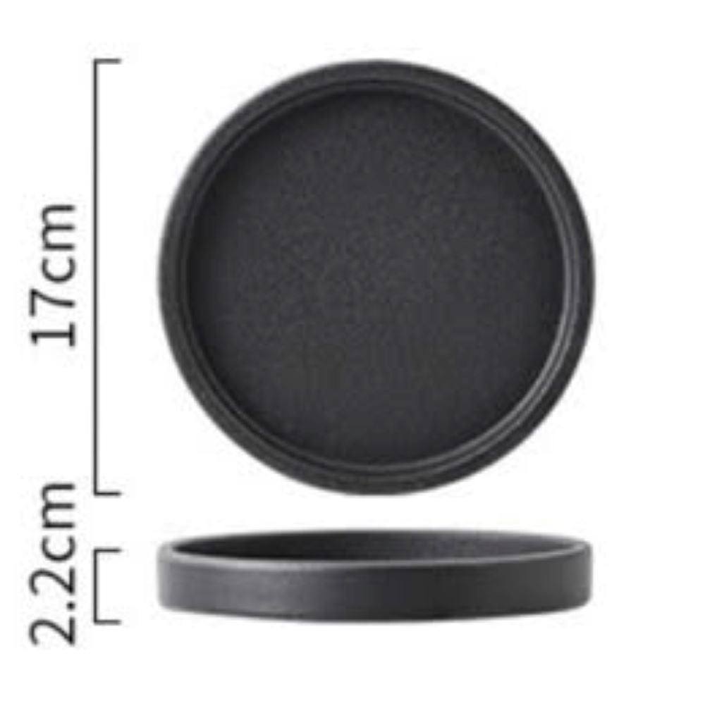 ถาดรูปวงกลมสีดำเนื้อทราย