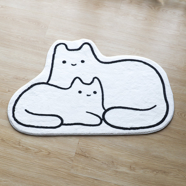 พรมรูปครอบครัวแมวสีขาว