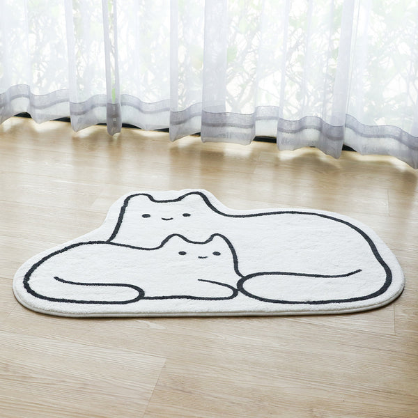 พรมรูปครอบครัวแมวสีขาว