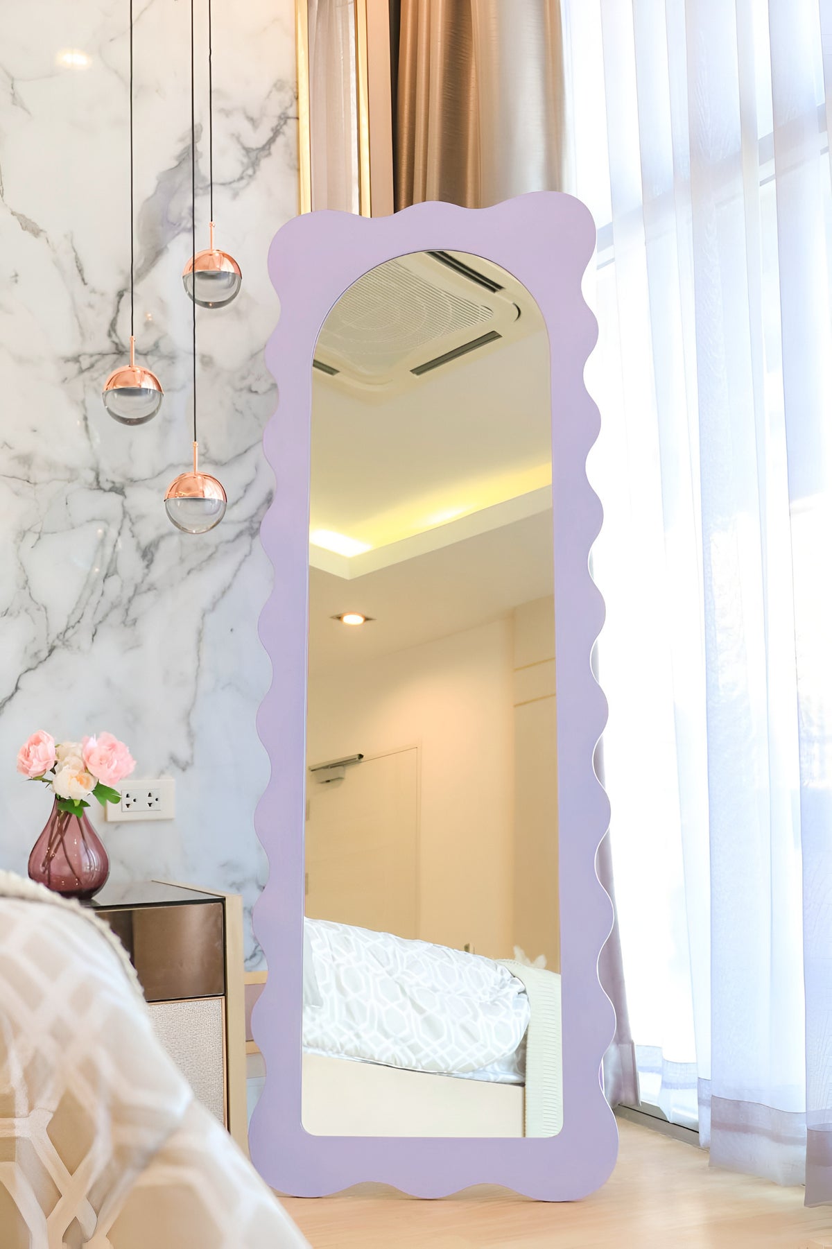 (Pre-order) กระจกเงากรอบไม้ รุ่น Wiggle (XL)