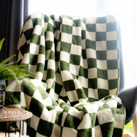 ผ้าห่มลายตารางสีเขียว