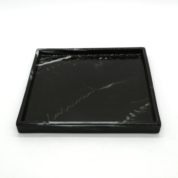 ถาดรูปสี่เหลี่ยมจัตุรัสสีดำลายหินอ่อน